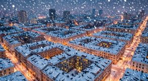 город зима снег